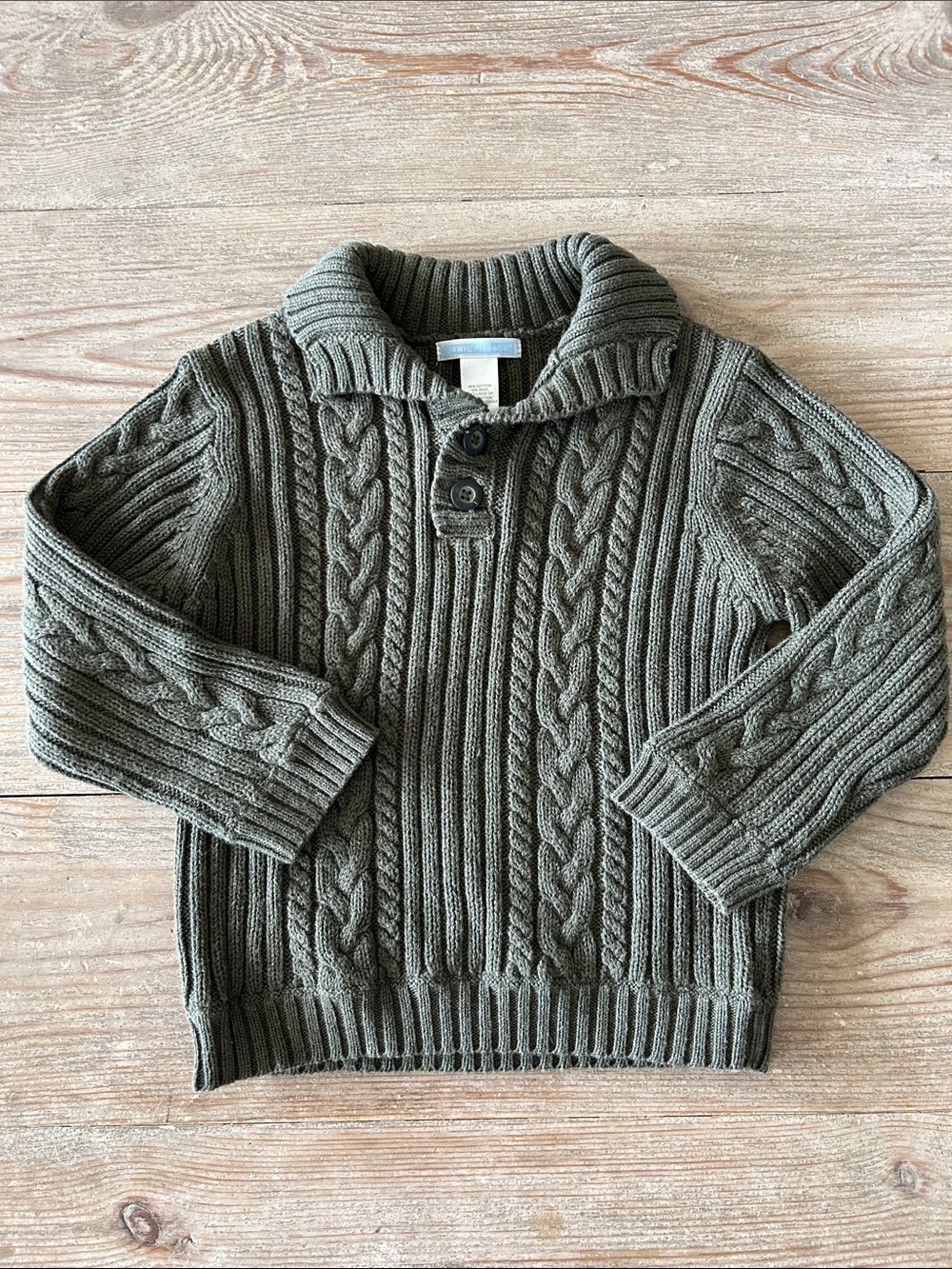 Janie and Jack Olive Cable Knit Turtleneck Sweater